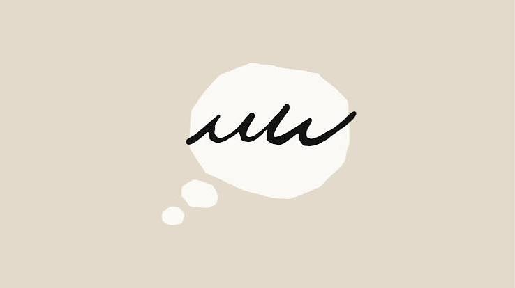 Illustrated thought bubble with a scribbled line